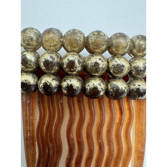 VTG Lot Hair Comb And Barrette ART NOUVEAU / Faux Pearl & Gold-tone accents - Picture 12 of 15